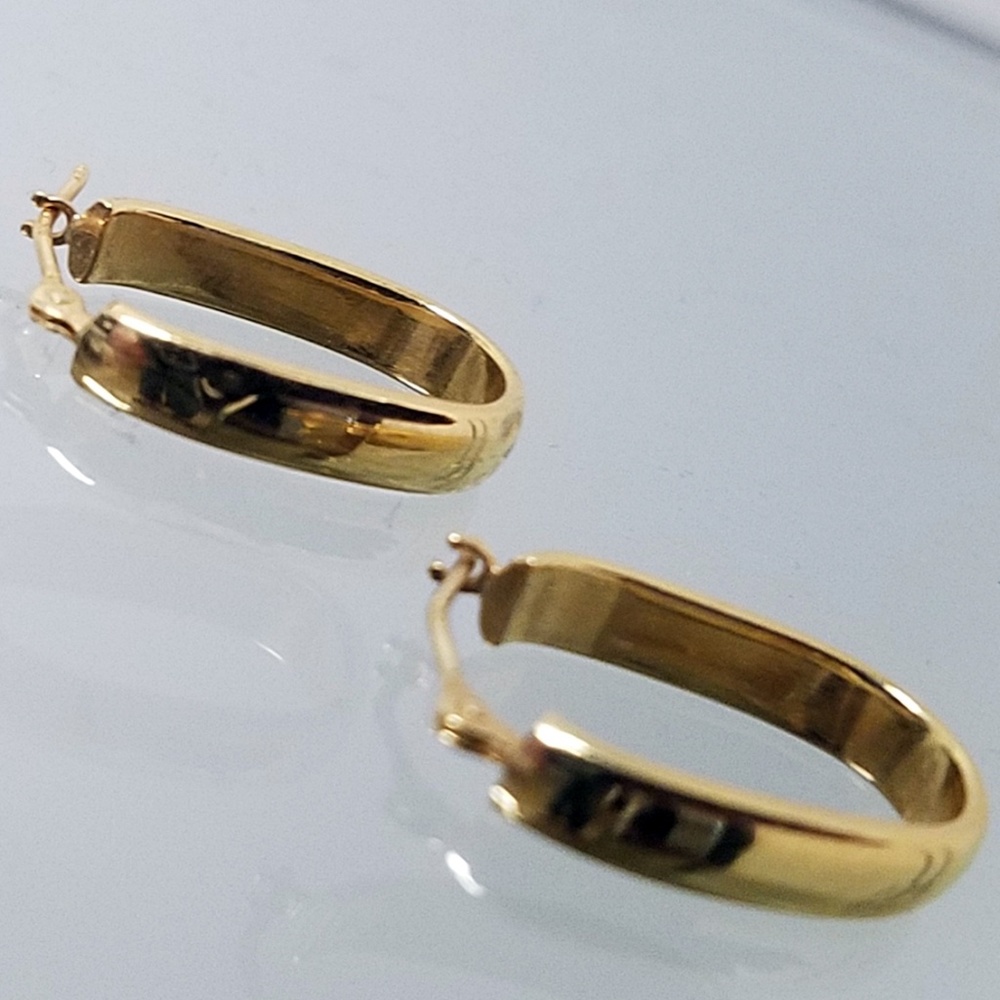 Square HOOPS Earrings Set 18k Yellow GOLD